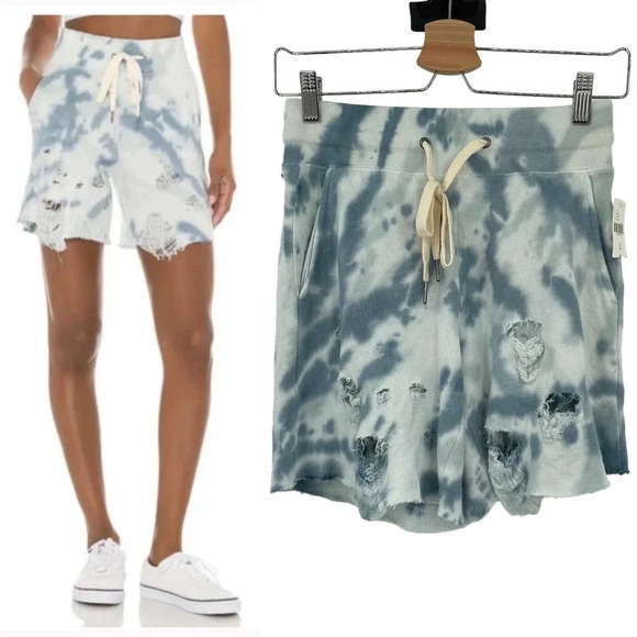 Anthropologie n:Philanthropy Coco Shorts Terry Knit Tie Dye Sky Blue Size XS